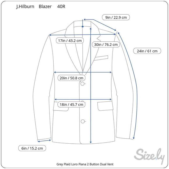 J.Hilburn Grey Plaid Loro Piana Super 130s Blazer 40R‎ EUC Read - Picture 12 of 12